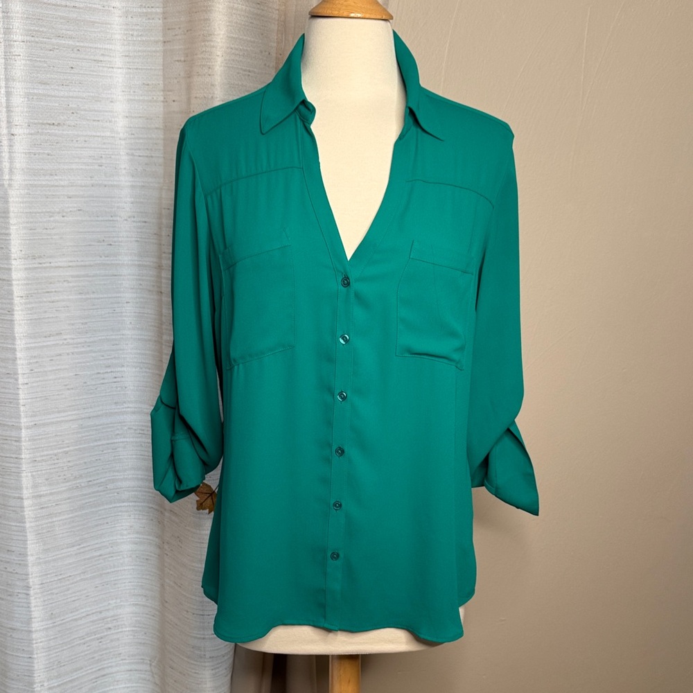 Express Green Button-Down Shirt